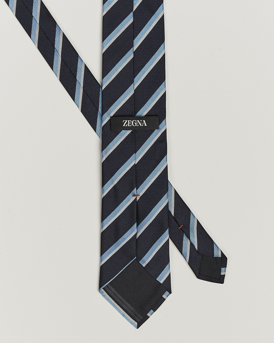 Uomini | Zegna | Zegna | Regimental Stripe Silk Tie Navy