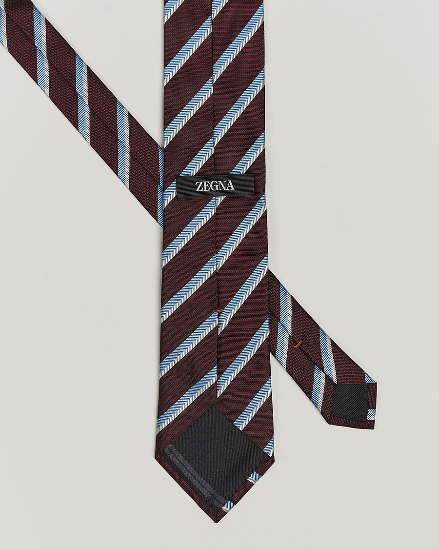 Uomini | Cravatte | Zegna | Regimental Stripe Silk Tie Burgundy