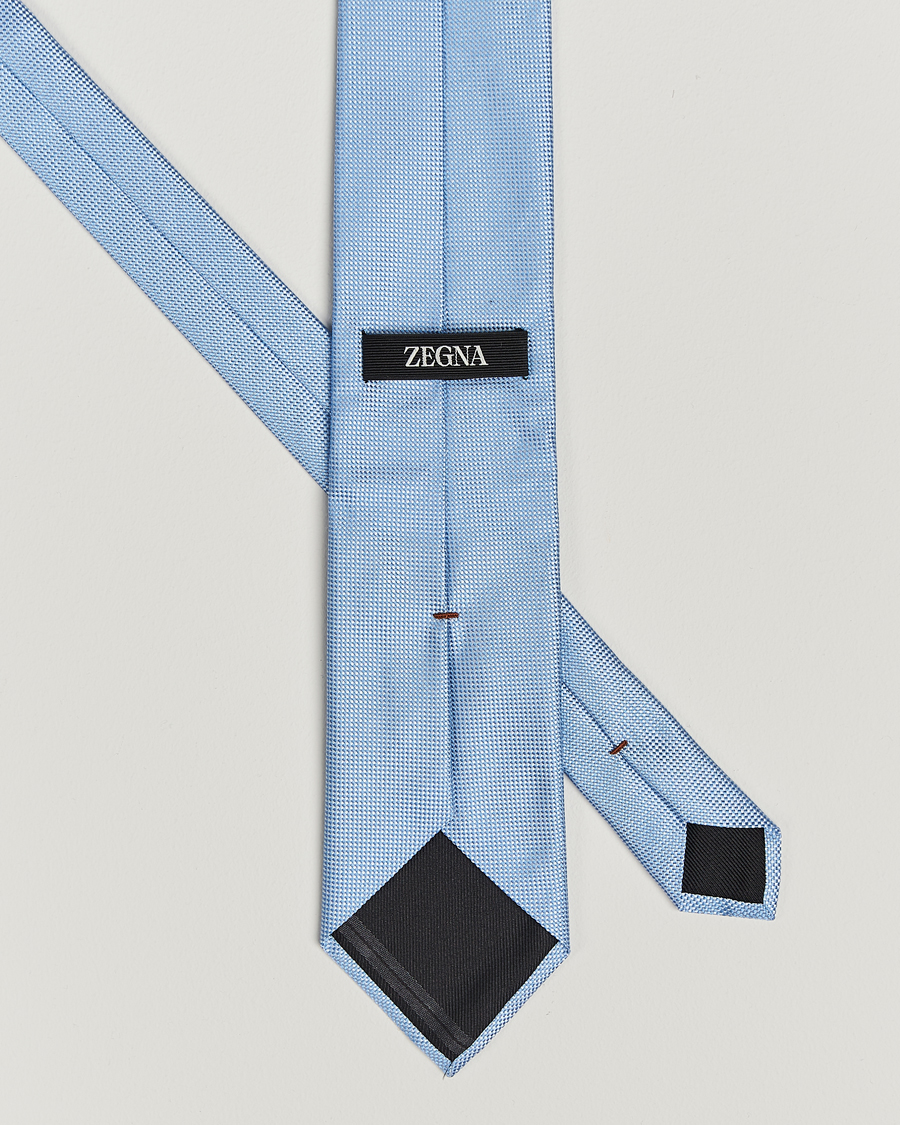 Uomini | Zegna | Zegna | Micro Structure Silk Tie Light Blue