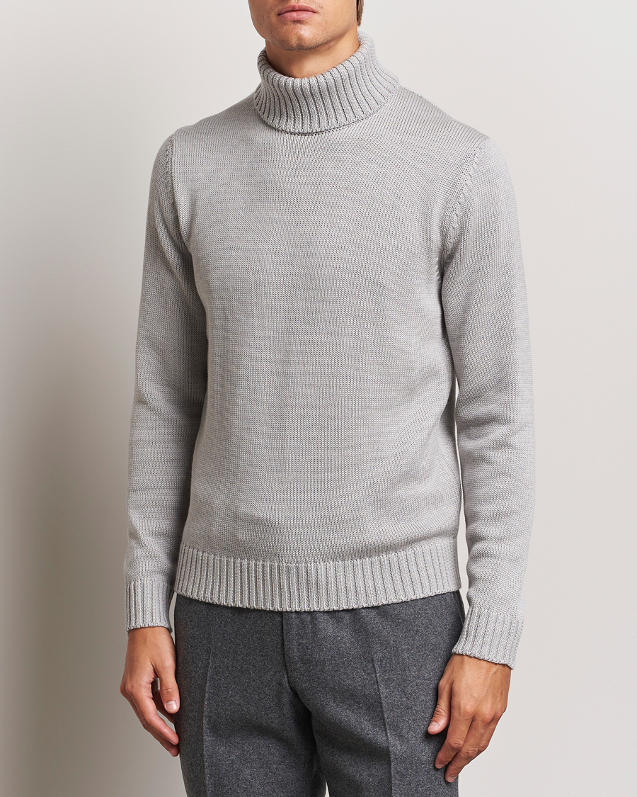 Uomini | Italian Department | Zanone | Virgin Merino Wool Rollneck Light Grey