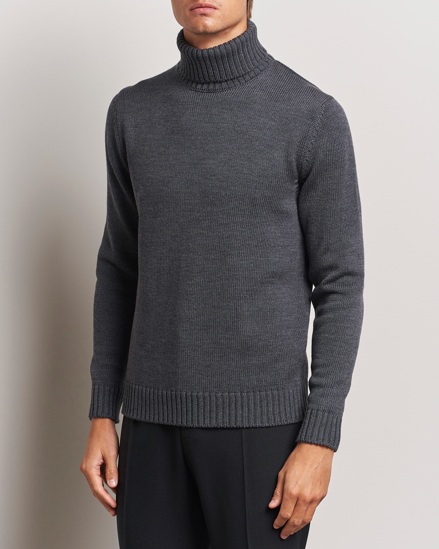 Uomini | Italian Department | Zanone | Virgin Merino Wool Rollneck Grey Melange