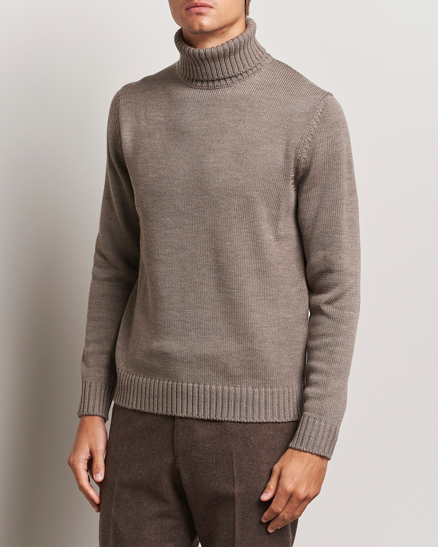 Uomini | Italian Department | Zanone | Virgin Merino Wool Rollneck Taupe