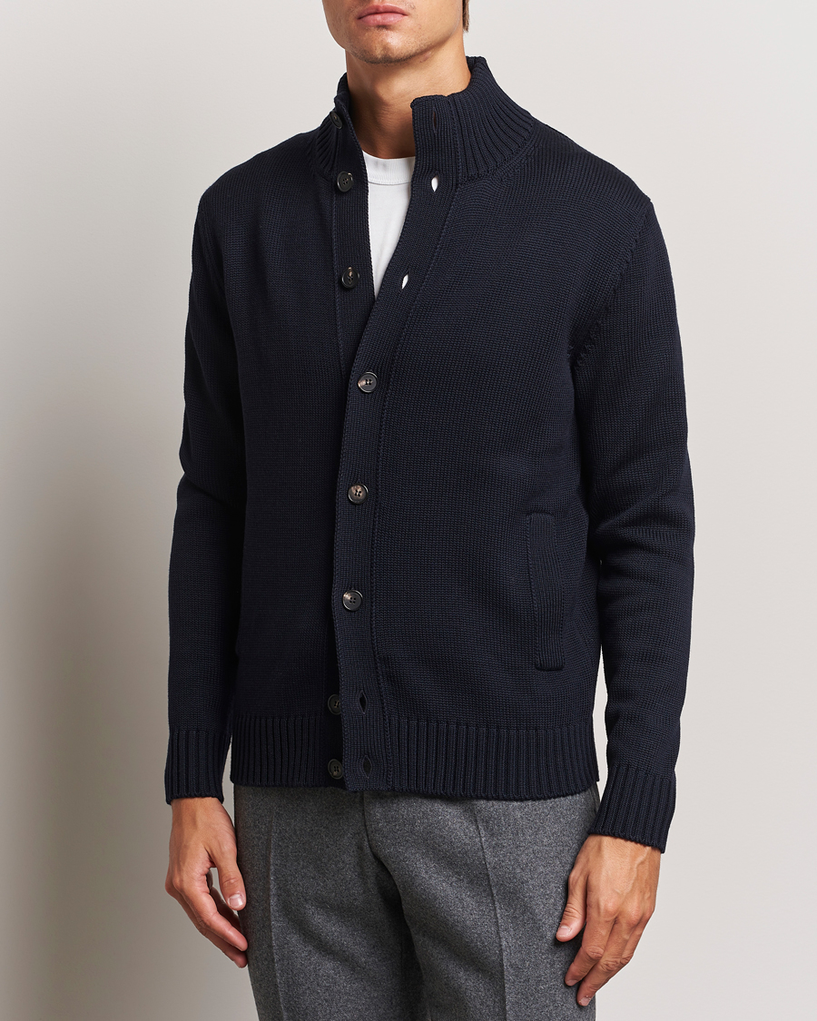 Uomini | Italian Department | Zanone | Virgin Merino Wool Chioto Cardigan Navy