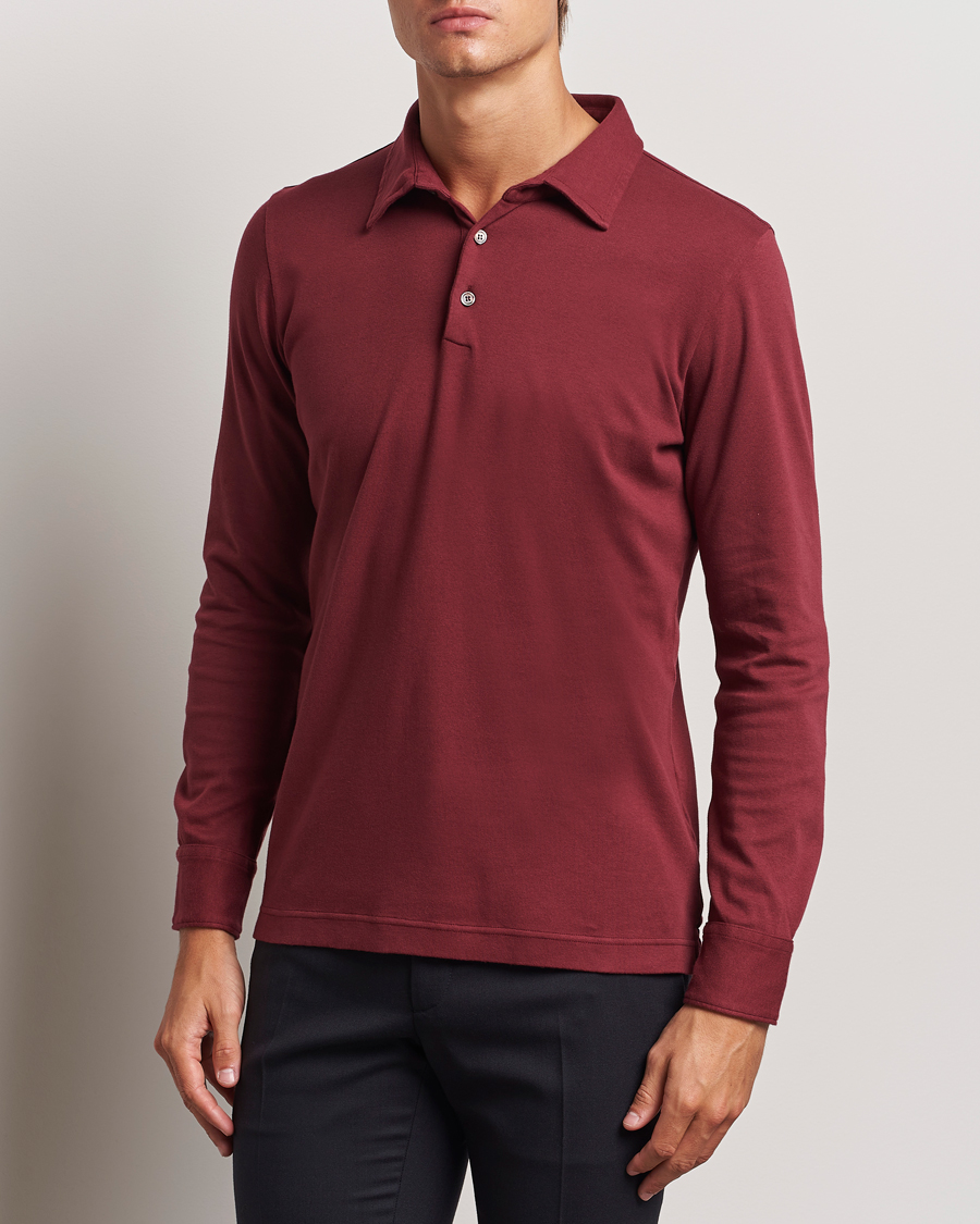 Uomini | Polo a maniche lunghe | Zanone | Heavy Jersey Long Sleeve Polo Bordeaux