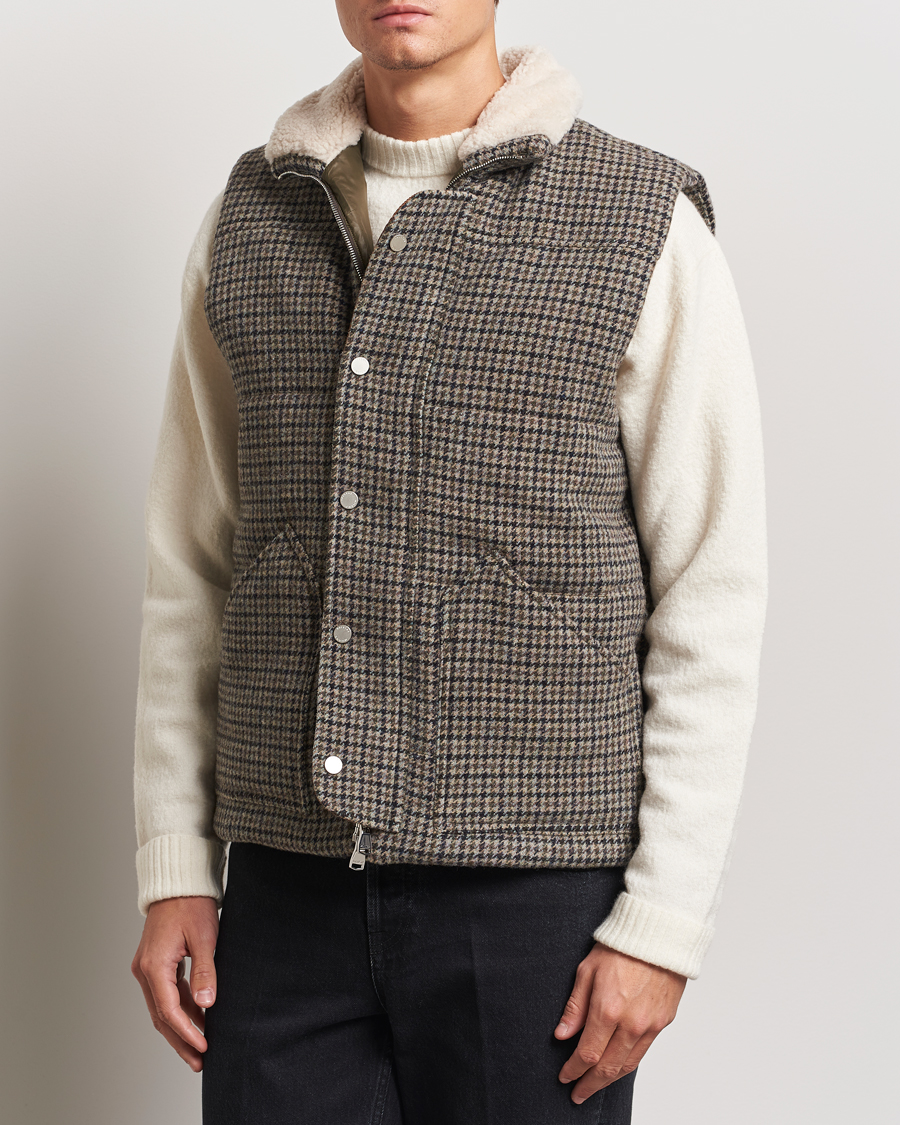 Uomini |  | Valstar | Shearling Collar Down Vest Grey Houndstooth