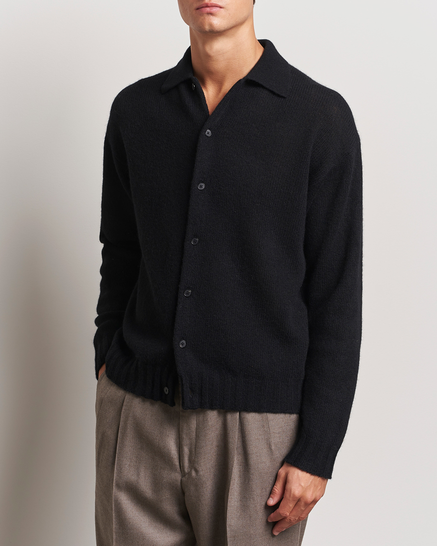 Uomini | Maglieria | Auralee | Shetland Wool/Cashmere Cardigan Black