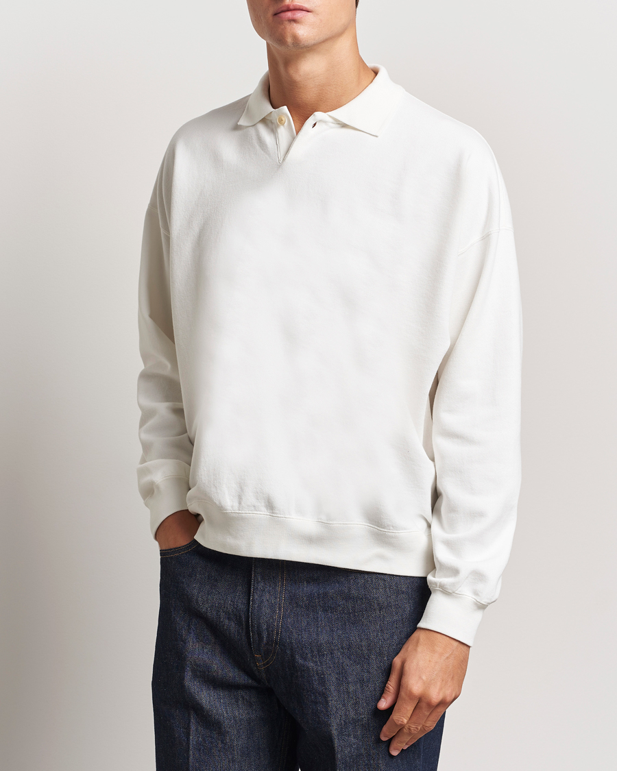 Uomini | Maglieria | Auralee | Pima Cotton Long Sleeve Polo White