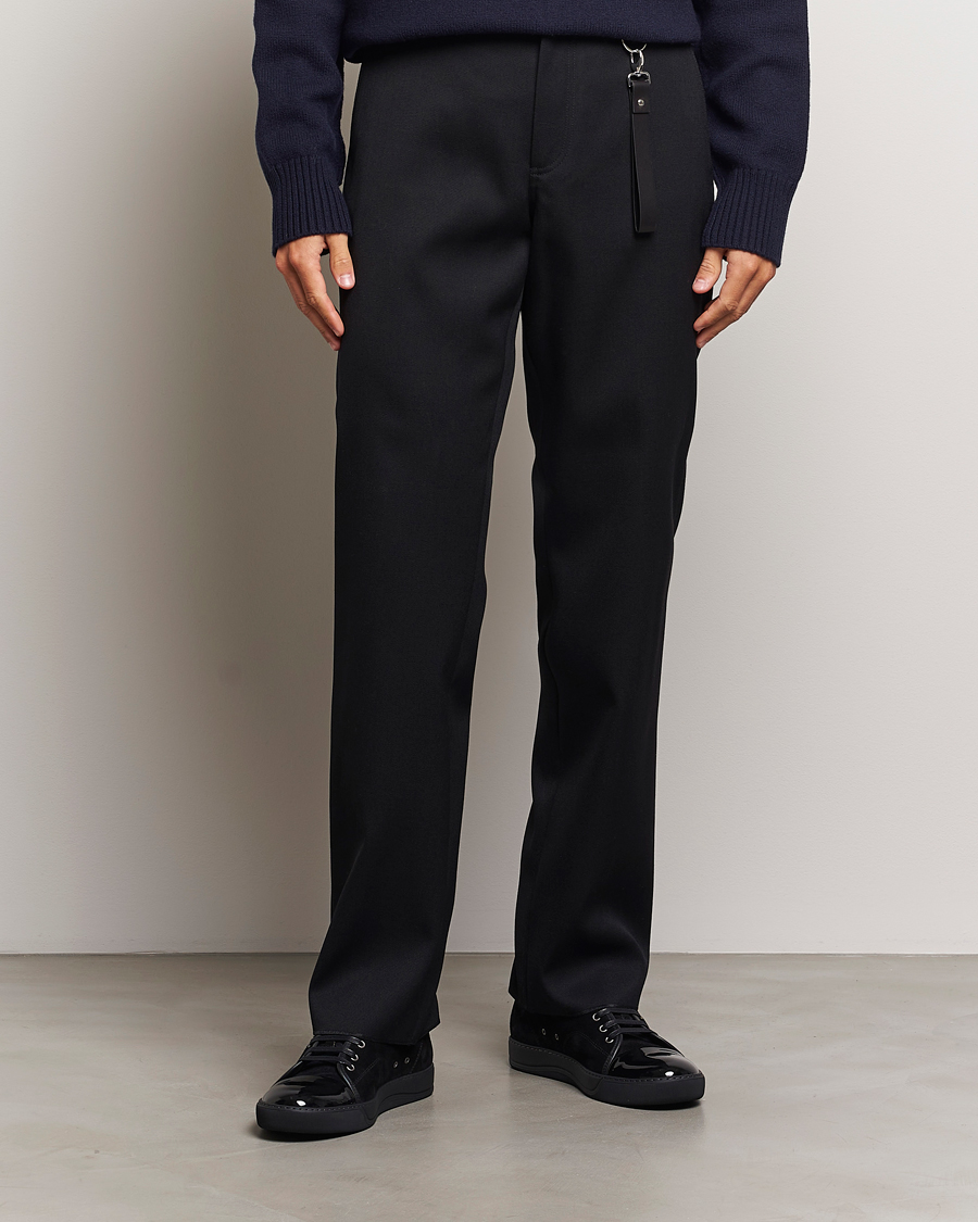 Uomini | Pantaloni | Lanvin | Casual Straight Wool Trousers Black