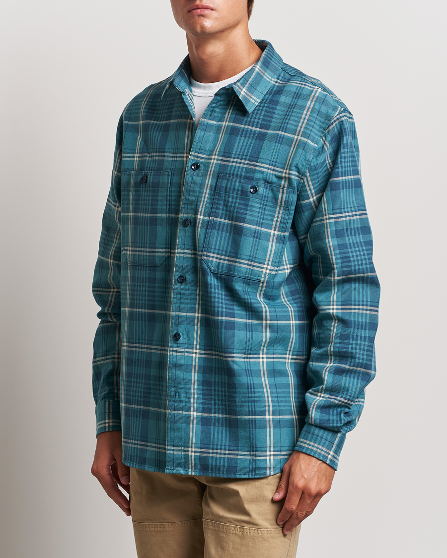 Uomini | Camicie di flanella | Peak Performance | Heavy Flannel Cotton Shirt Checked Blue