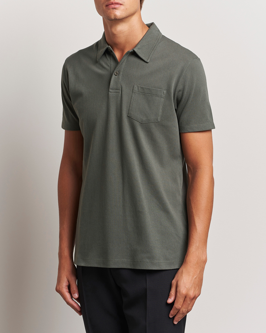 Uomini |  | Sunspel | Riviera Polo Shirt Drill Green