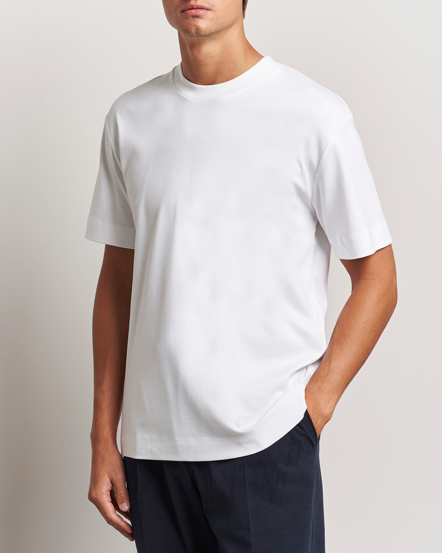 Uomini | Reparti | Sunspel | Heavyweight Mock Neck T-Shirt White