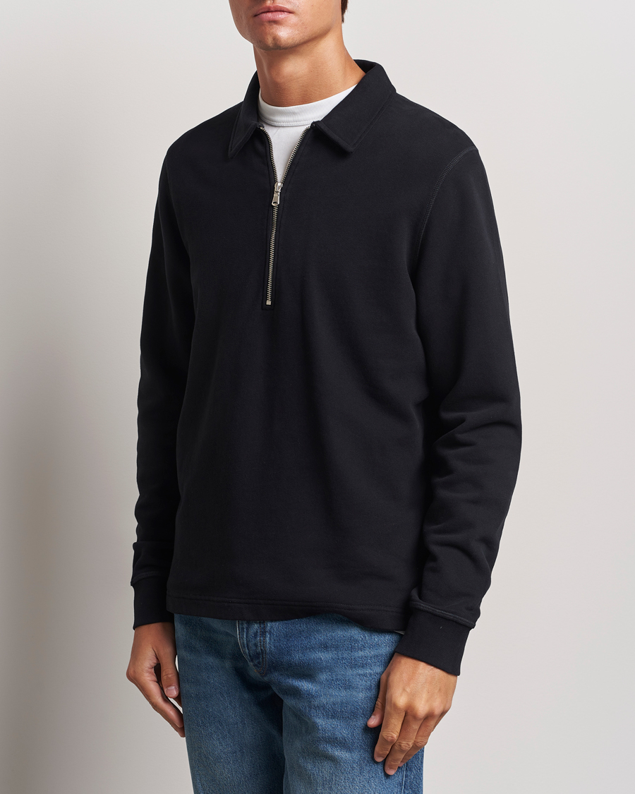 Uomini |  | Sunspel | Zip Loopback Sweatshirt Polo Black