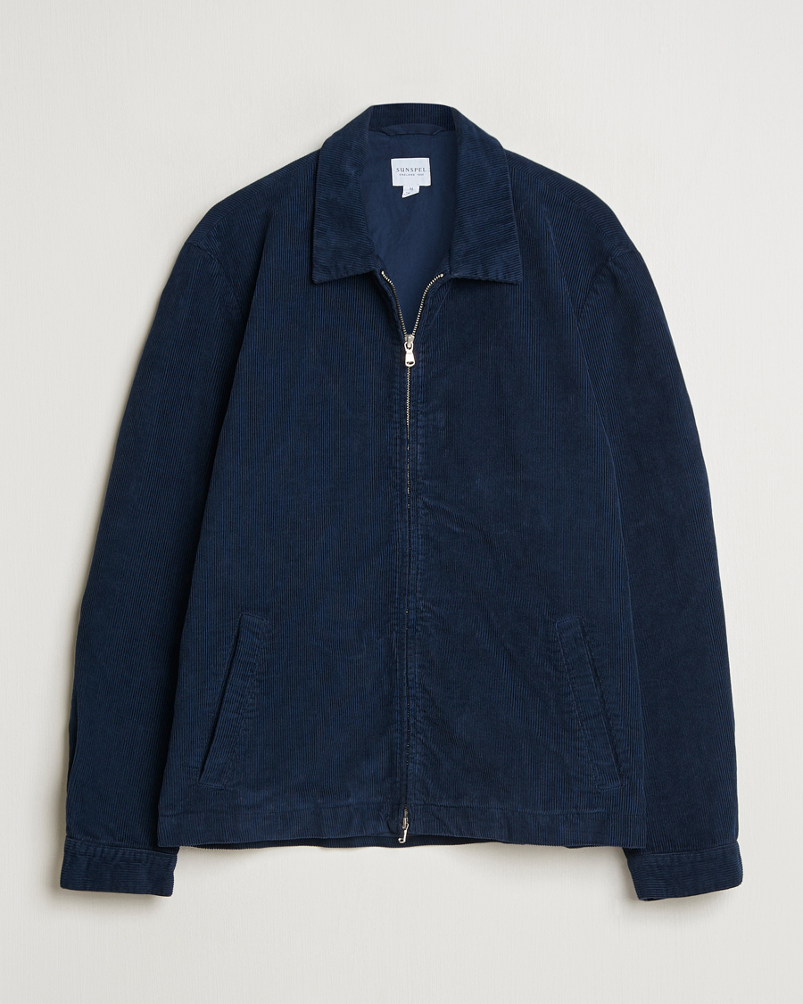 Uomini | Giacche | Sunspel | Corduroy Harrington Jacket Navy