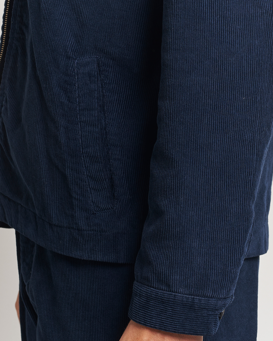 Uomini | Giacche | Sunspel | Corduroy Harrington Jacket Navy