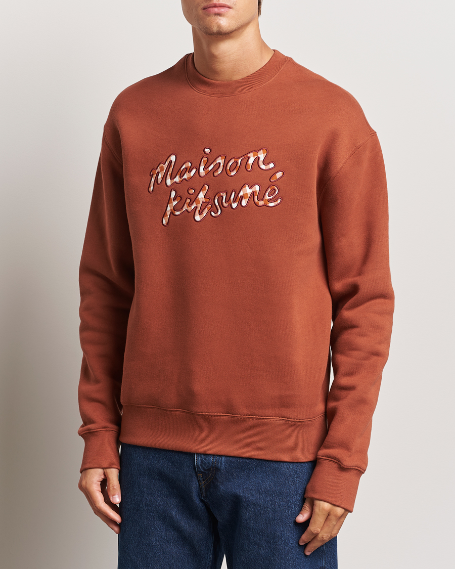 Uomini | Maison Kitsuné | Maison Kitsuné | Gingham Handwriting Sweatshirt Pecan