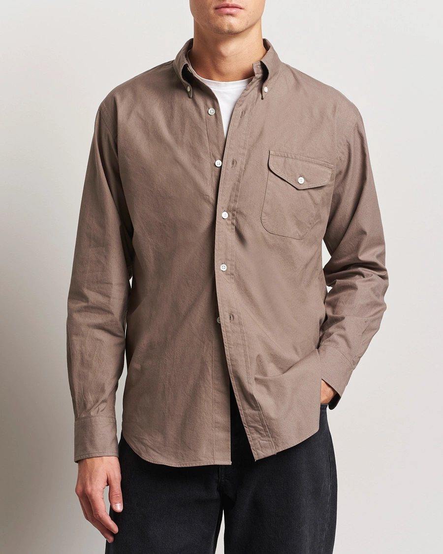 Uomini | Camicie casual | Kamakura Shirts | Vintage Ivy Flap Pocket Shirt Khaki