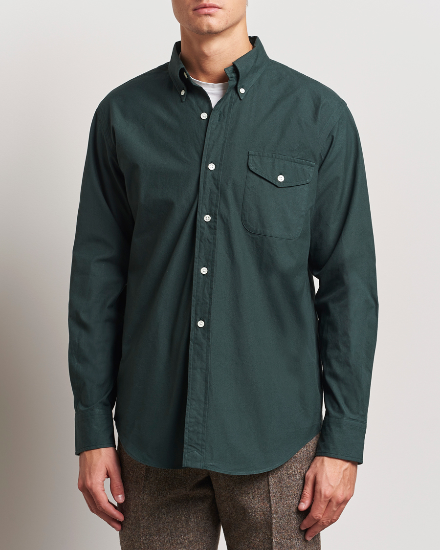 Uomini |  | Kamakura Shirts | Vintage Ivy Flap Pocket Shirt Dark Green