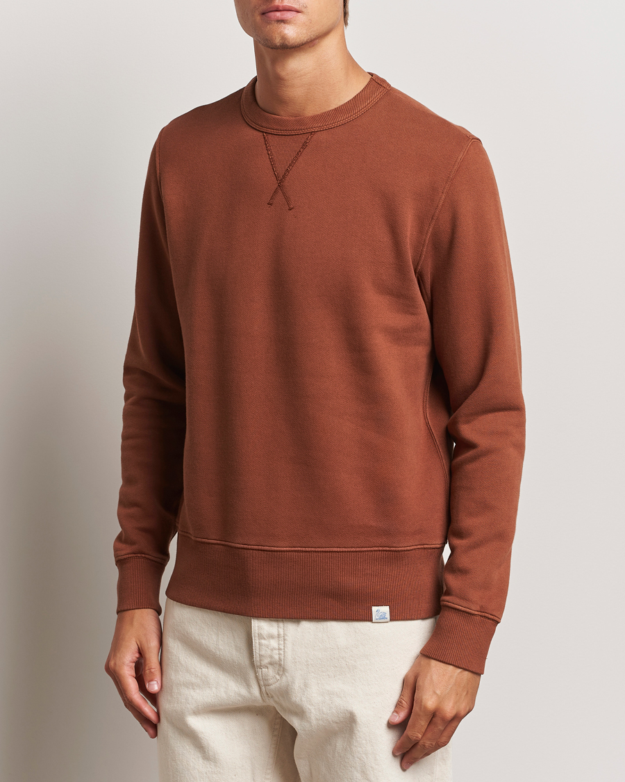 Uomini | Merz b. Schwanen | Merz b. Schwanen | Vintage Fleece Crew Neck Sweatshirt Chestnut