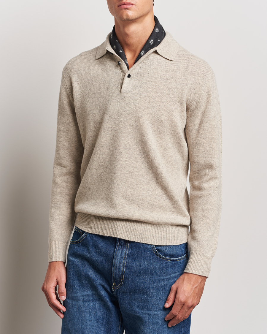 Uomini | Maglieria | BEAMS PLUS | Long Sleeve Knitted Polo Beige