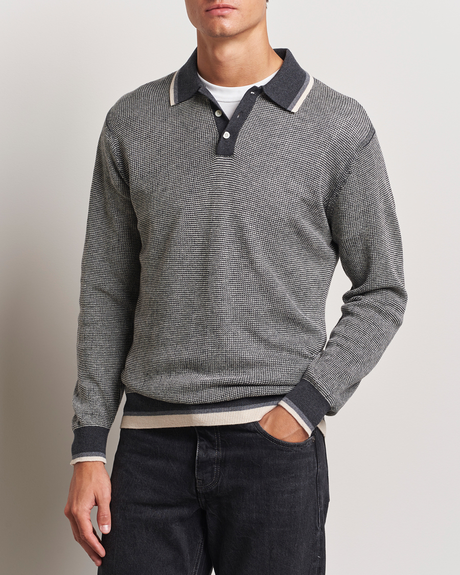 Uomini |  | BEAMS PLUS | Collar Line Knitted Polo Charcoal