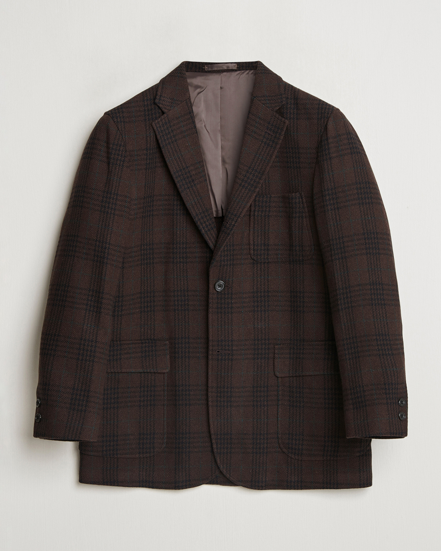 Uomini | Blazers | BEAMS PLUS | Wool Plaid Blazer Dark Brown