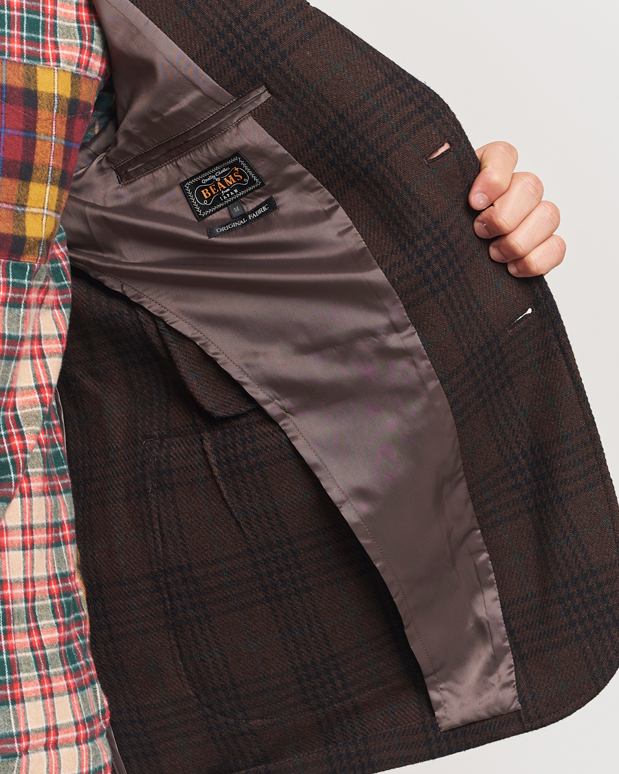 Uomini | Blazers | BEAMS PLUS | Wool Plaid Blazer Dark Brown