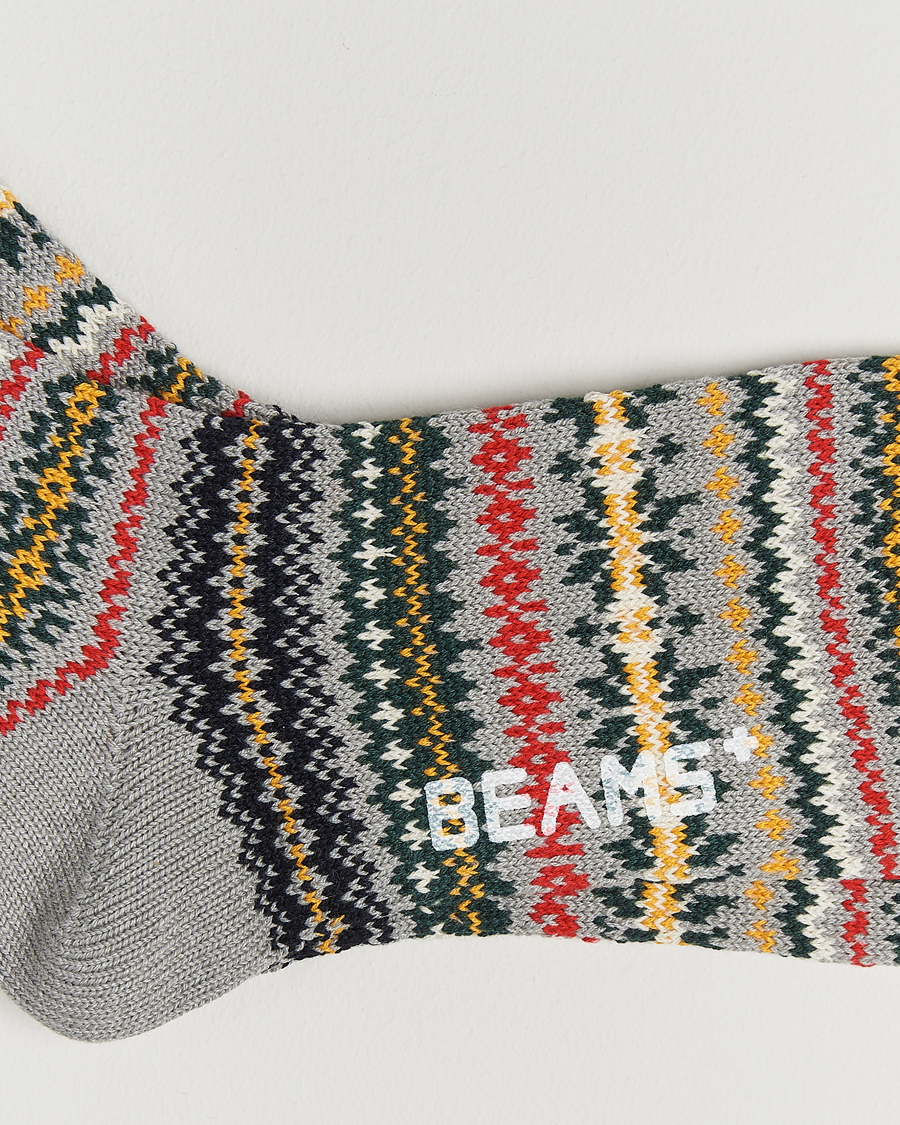 Uomini |  | BEAMS PLUS | Fair Isle Socks Grey