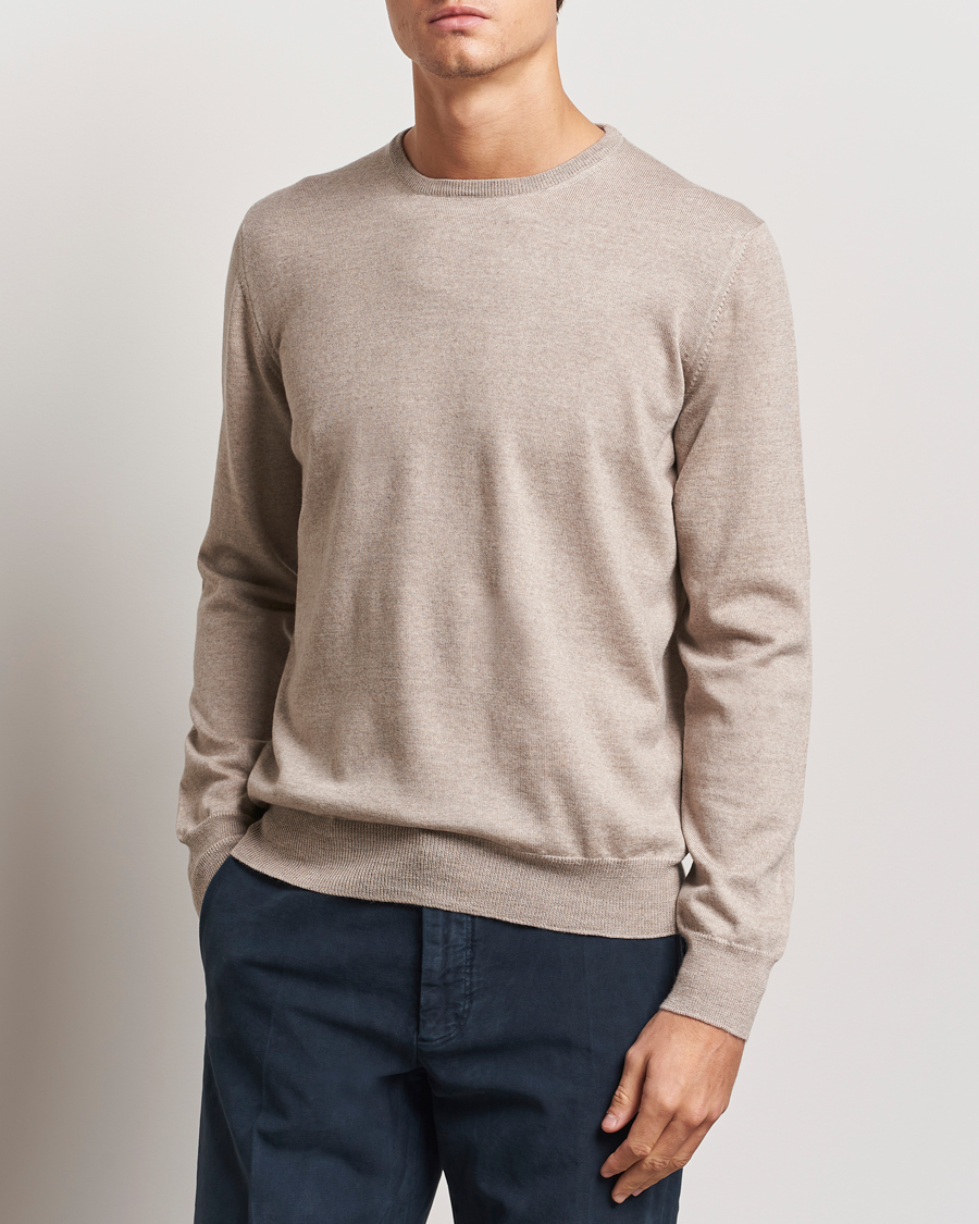 Uomini |  | Gran Sasso | Merino Fashion Fit Crew Neck Pullover Light Beige