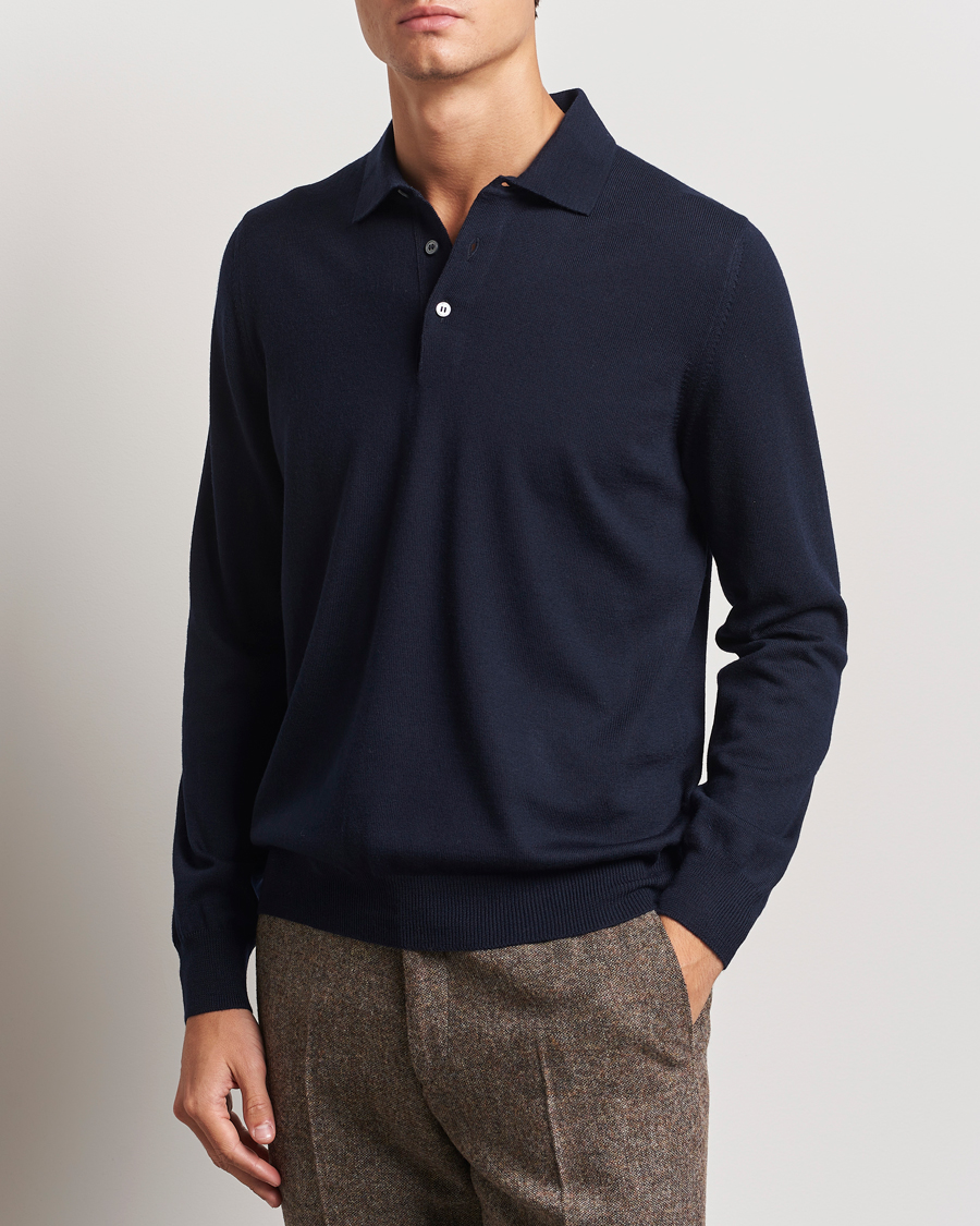 Uomini |  | Gran Sasso | Merino Fashion Fit Polo Navy