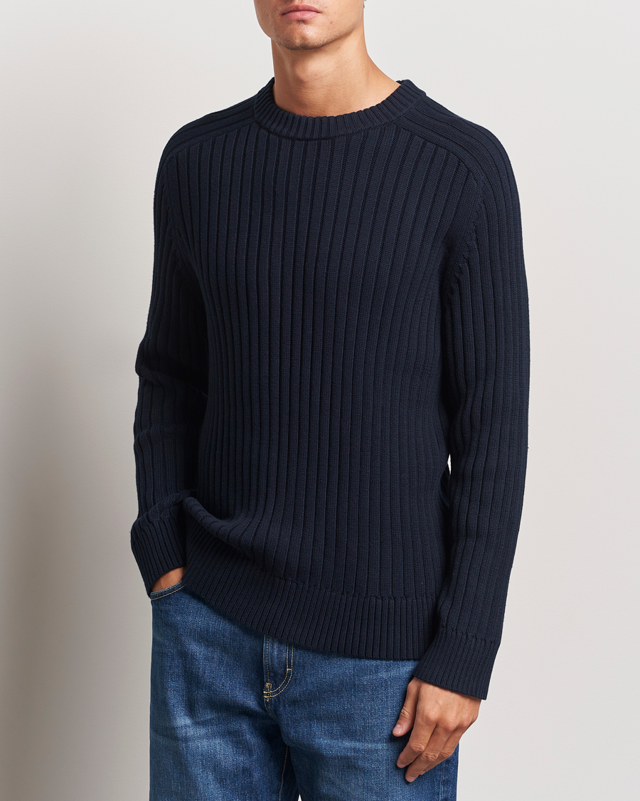 Uomini | Maglieria | A Day's March | Elmer Cotton Knit Sweater Navy