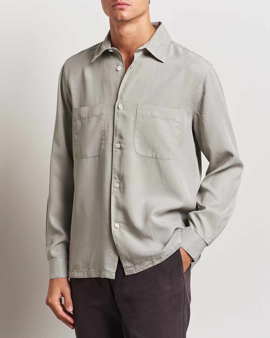 Uomini | Casual | A Day\'s March | Balain Lyocell Shirt Rock Grey