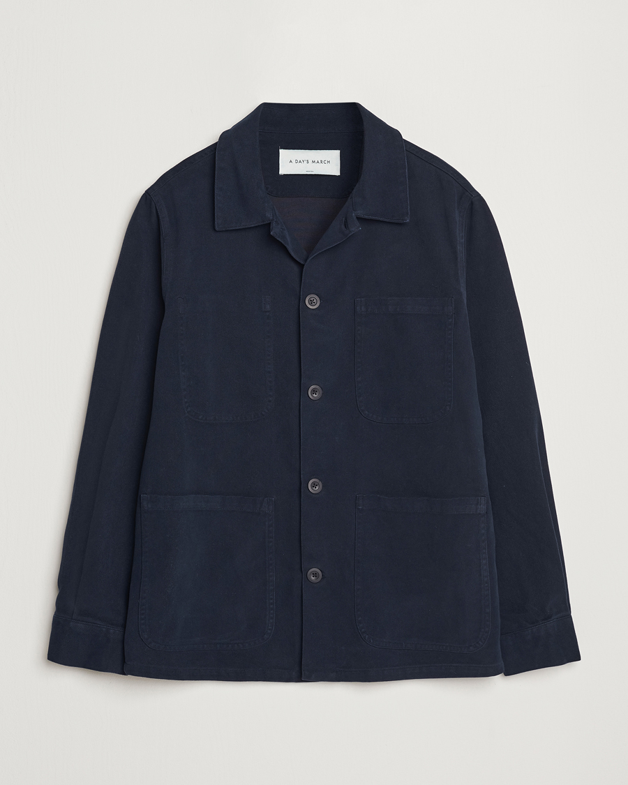 Uomini | Giacche | A Day's March | Algot Lyocell Overshirt Navy