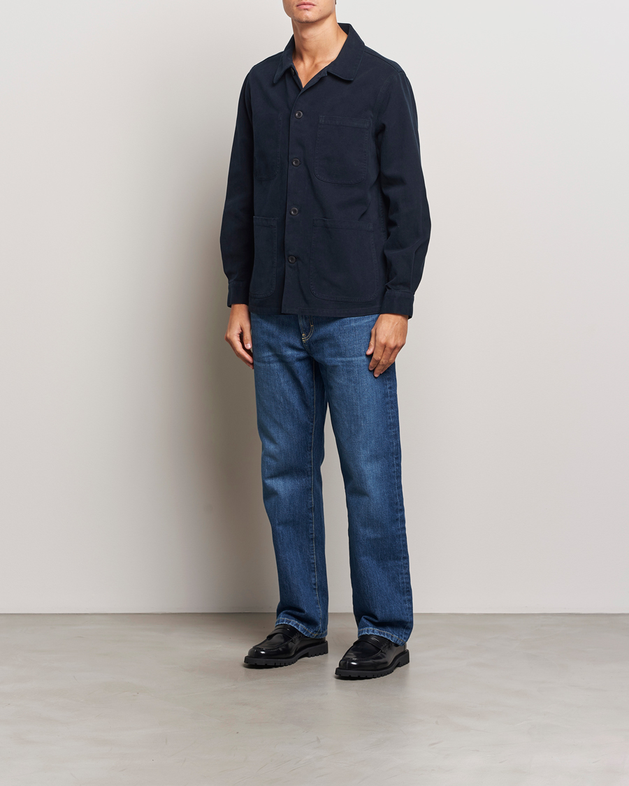 Uomini | Giacche | A Day's March | Algot Lyocell Overshirt Navy