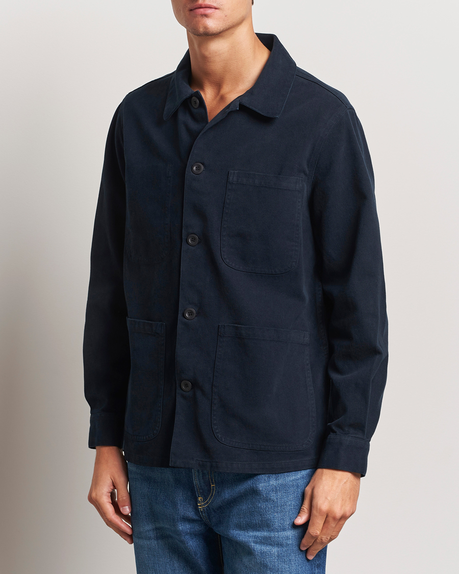 Uomini | Giacche | A Day's March | Algot Lyocell Overshirt Navy