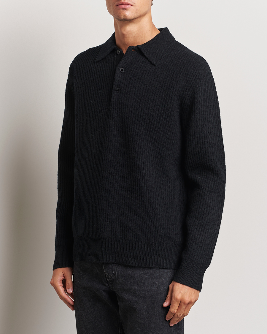 Uomini | Maglioni a maglia | A Day\'s March | Dover Lambswool Polo Black