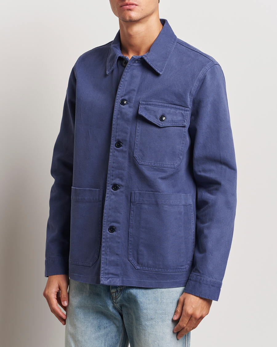 Uomini |  | A Day\'s March | Patch Pocket Sturdy Twill Overshirt Brewers Blue