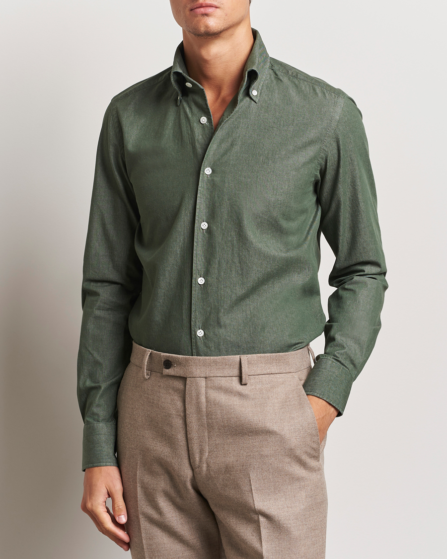 Uomini | Casual | 100Hands | Button Down Denim Shirt Sage Green