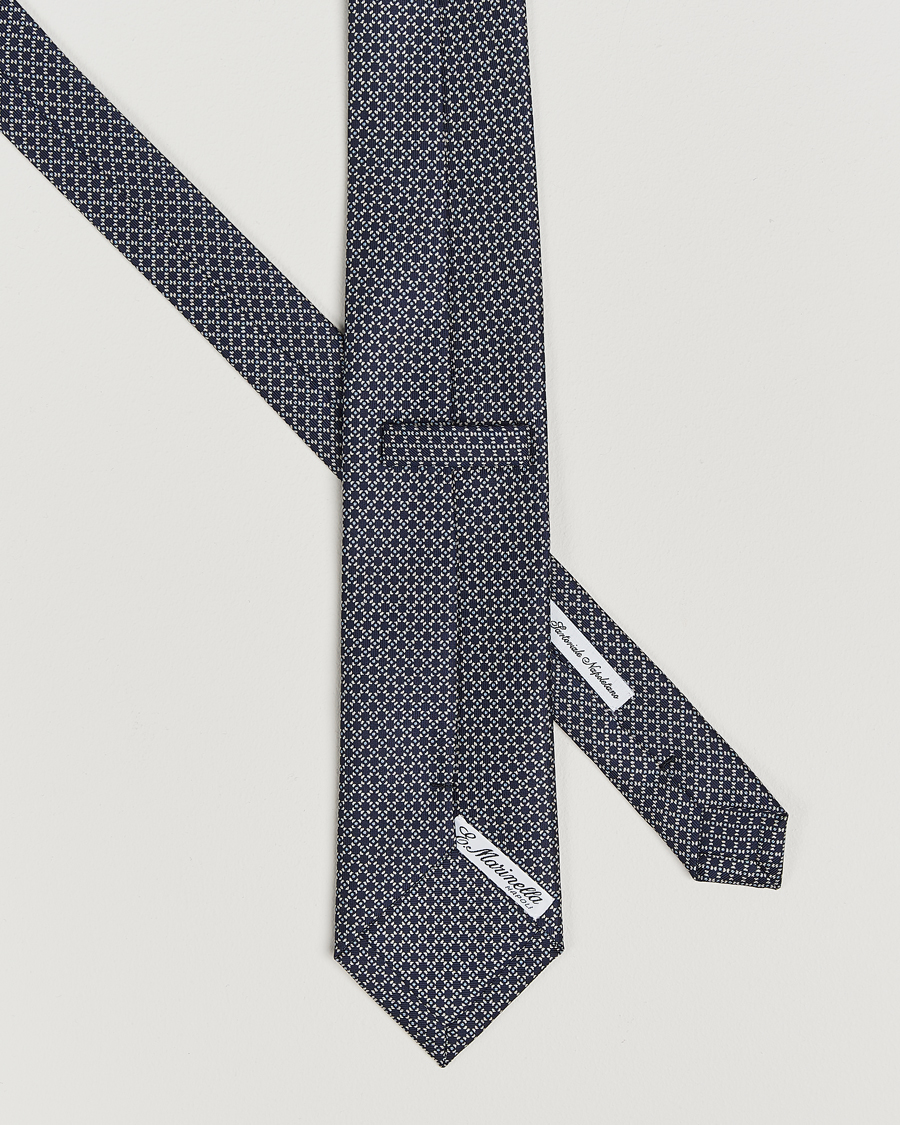 Uomini |  | E. Marinella | 3-Fold Printed Silk Tie Navy/White