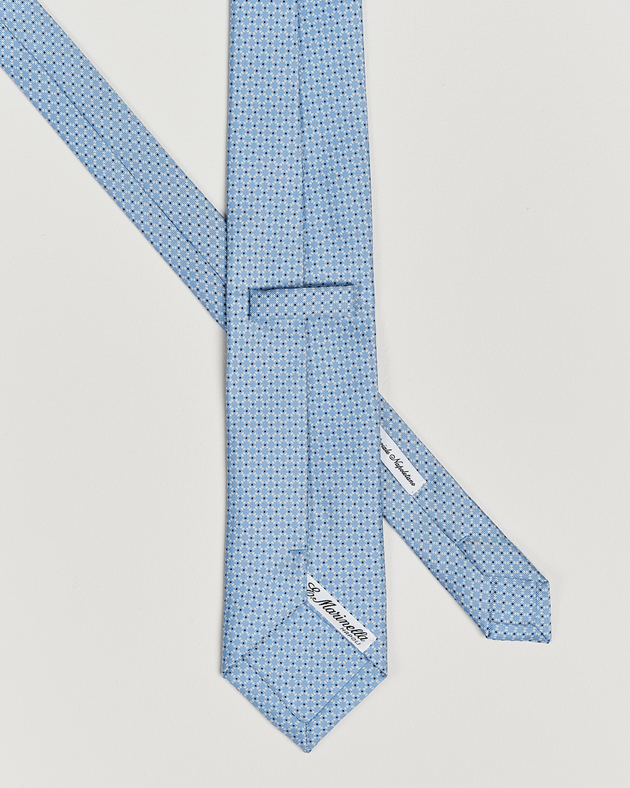 Uomini |  | E. Marinella | 3-Fold Printed Silk Tie Light Blue