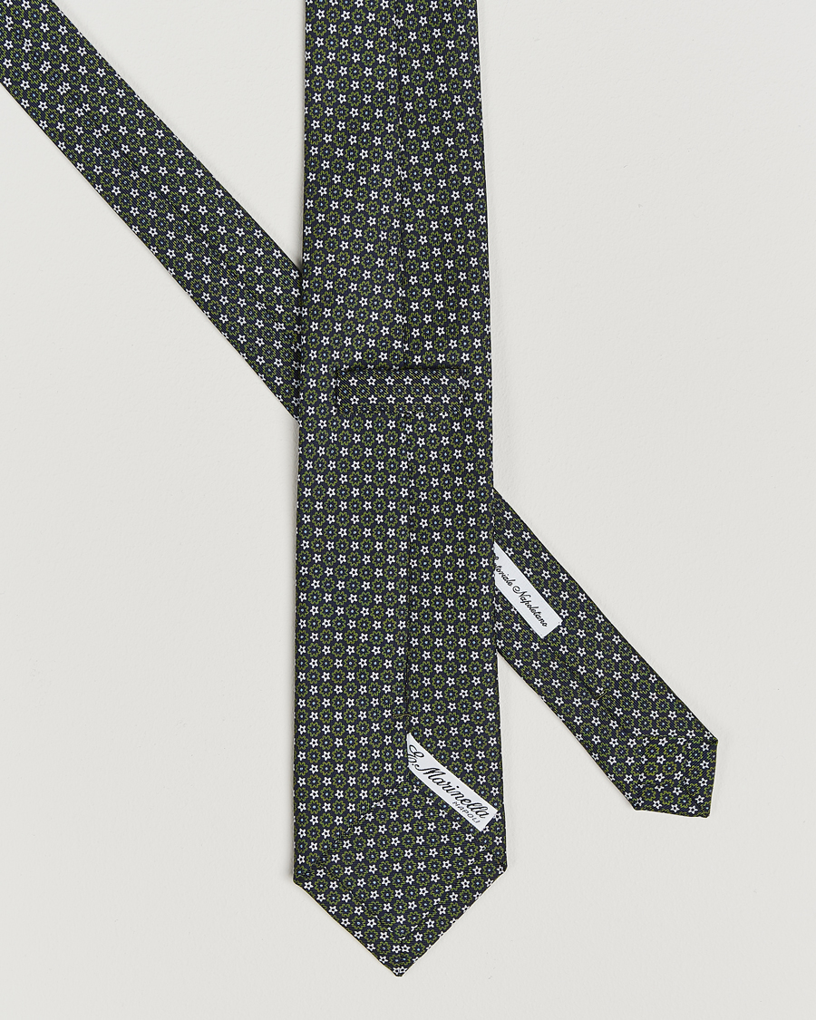 Uomini |  | E. Marinella | 3-Fold Printed Silk Tie Navy/Green