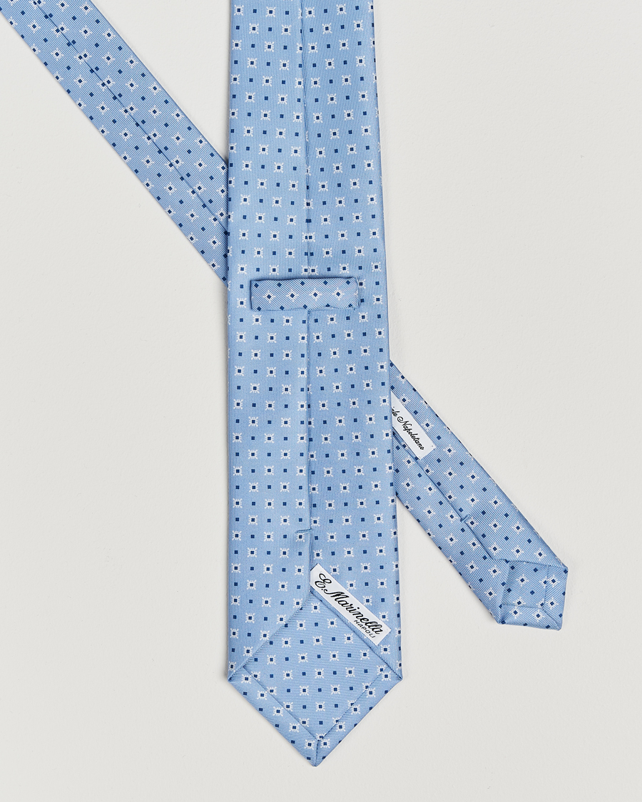 Uomini |  | E. Marinella | 3-Fold Printed Silk Tie Light Blue