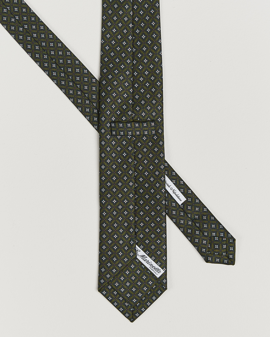 Uomini |  | E. Marinella | 3-Fold Printed Silk Tie Dark Green