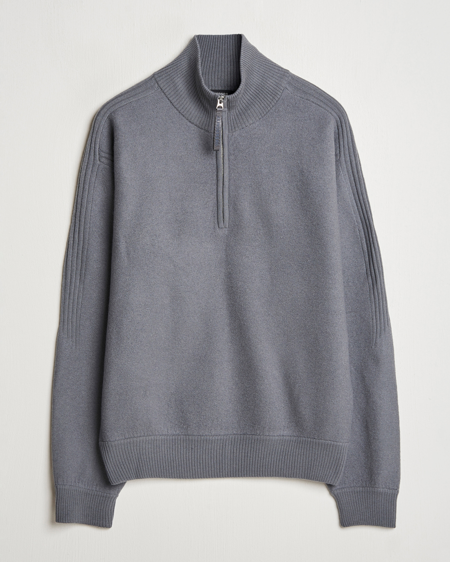 Uomini | Maglieria | J.Lindeberg | Bon Boiled Wool Quarter Zip Lava Smoke