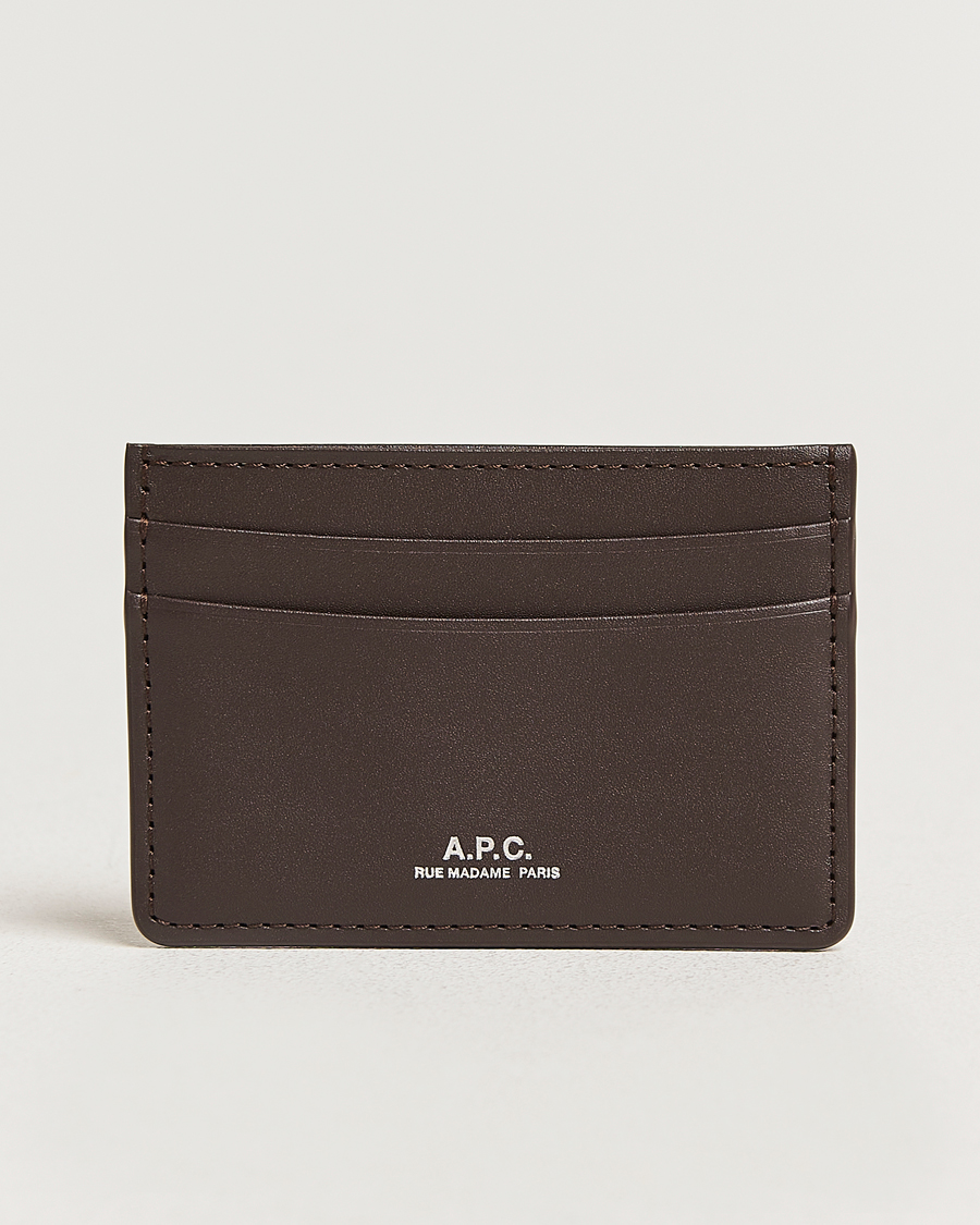 Uomini | Portafogli | A.P.C. | Calf Leather Card Holder Dark Brown