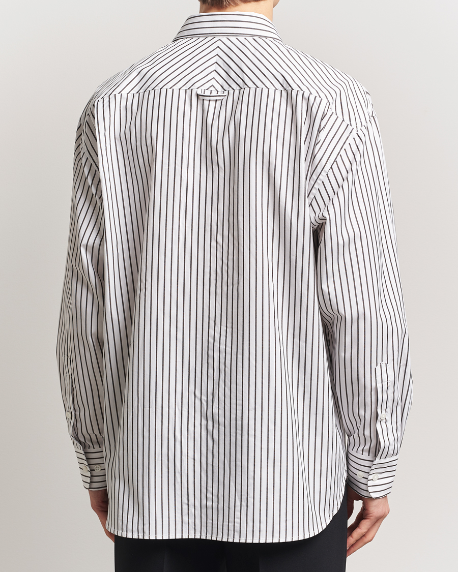 Uomini | Camicie | Filippa K | Striped Cotton Poplin Shirt Coffee/White