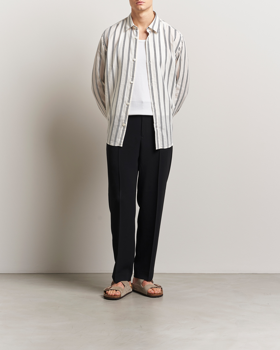 Uomini | Camicie | NN07 | Freddy Striped Cotton/Linen Shirt White/Black