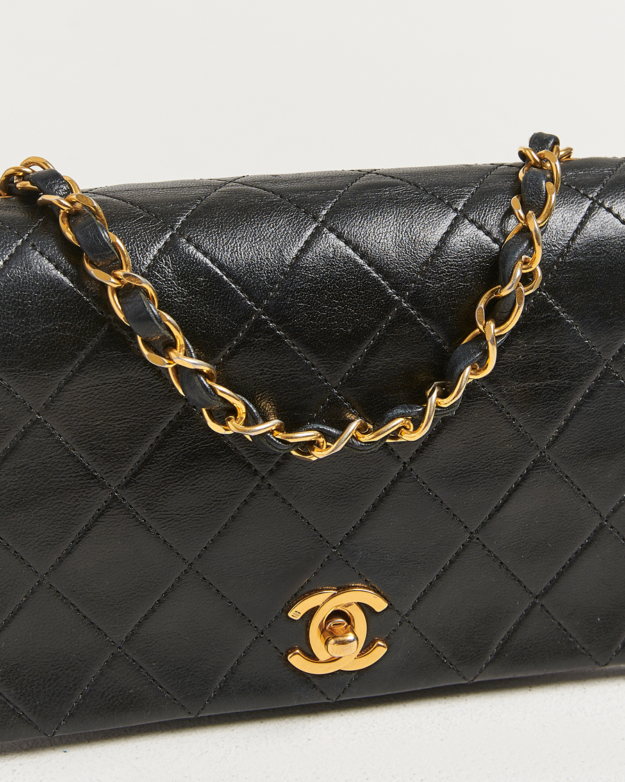 Uomini | Chanel Pre-Owned Mini Single Full Flap Bag Black Lambskin | Chanel Pre-Owned | Mini Single Full Flap Bag Black Lambskin