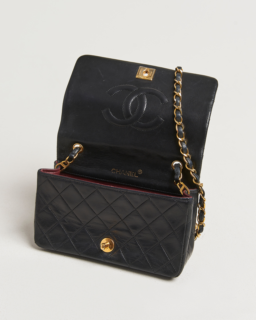 Uomini | Chanel Pre-Owned Mini Single Full Flap Bag Black Lambskin | Chanel Pre-Owned | Mini Single Full Flap Bag Black Lambskin