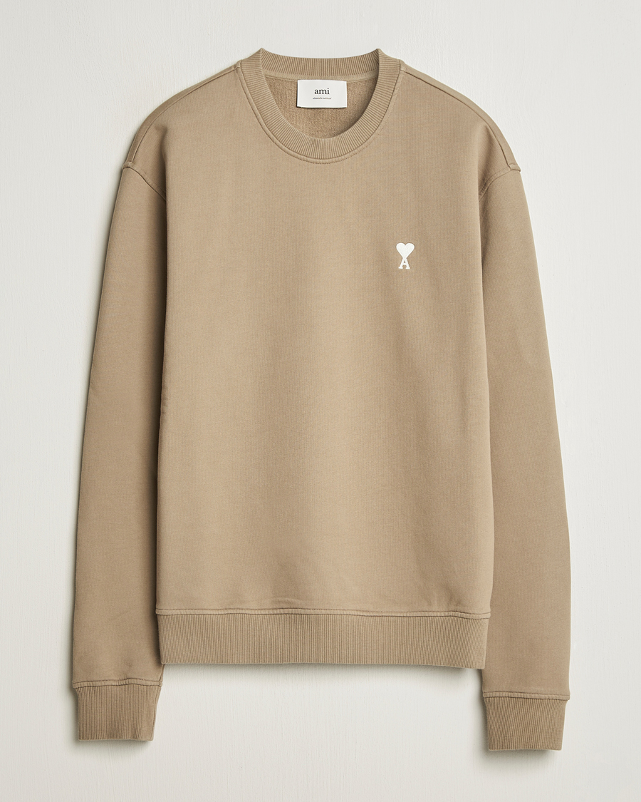 Uomini | Maglieria | AMI | Off White Heart Logo Sweatshirt Beige