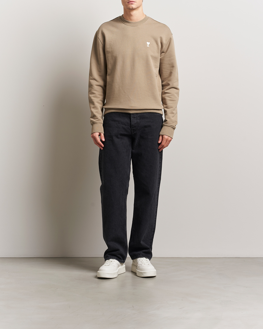 Uomini | Maglieria | AMI | Off White Heart Logo Sweatshirt Beige